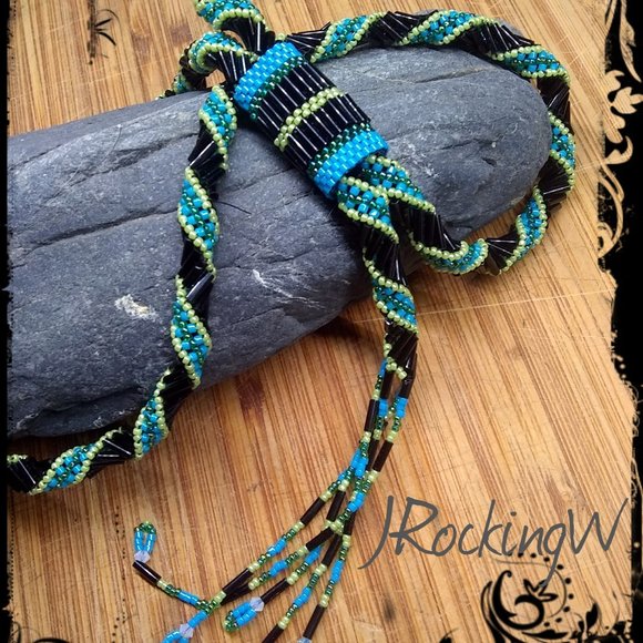 JRW Hand Made Cowboy  Black Green Hat Band